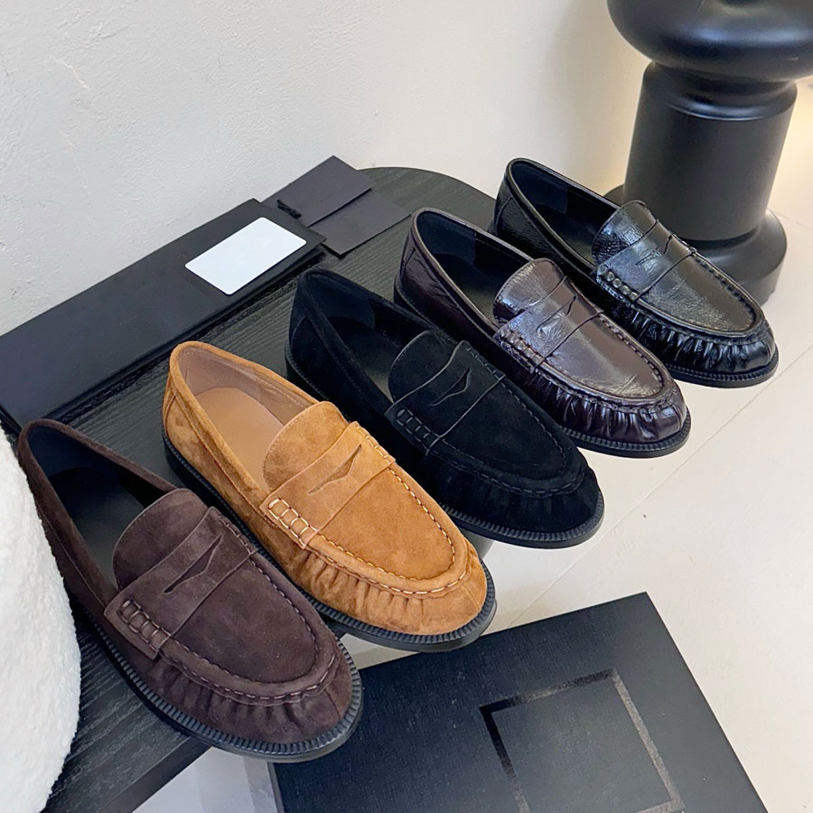 top quality Classic brown Suede Women's slip on Flat heel dress Luxury loafer mule clog sandal designer loafers for women laidy holiday Driving shoes Leisure Burgundy