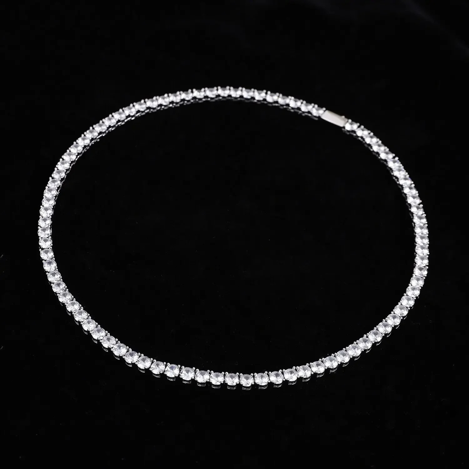 925 Sterling Silver Necklace Zircon Chain Necklace Women Fashion Simple Engagement Wedding Charm Jewelry 4mm 45cm250305