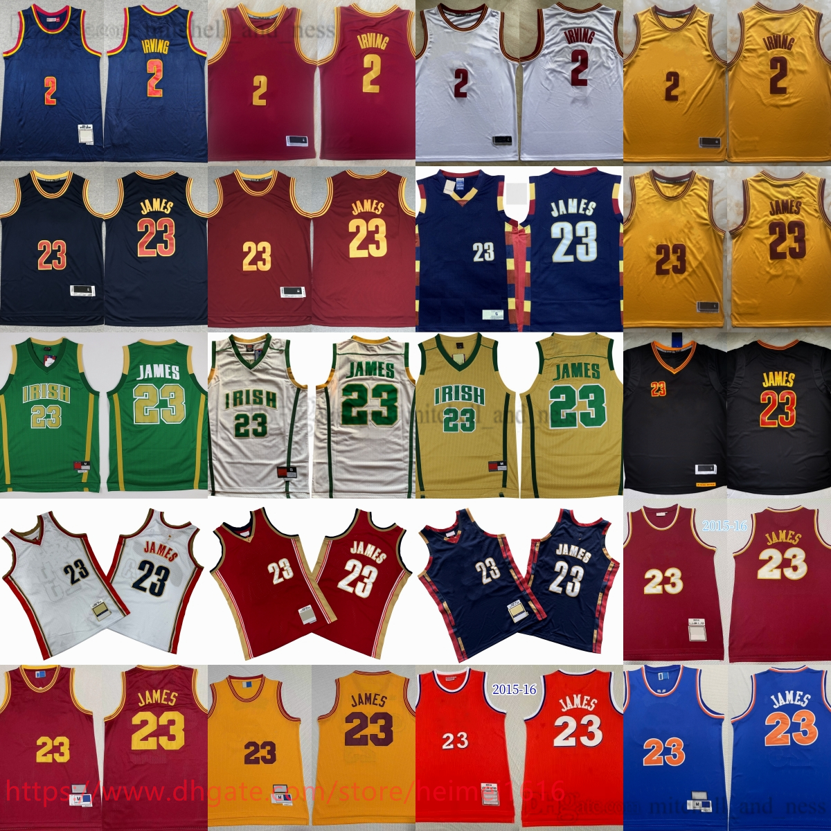 2015-16 Classic Retro Basketball James Jersey Vintage 2011-12 Stitched Irving Jerseys Navy Red Yellow White 2003-04 Breathable Sport Shirt