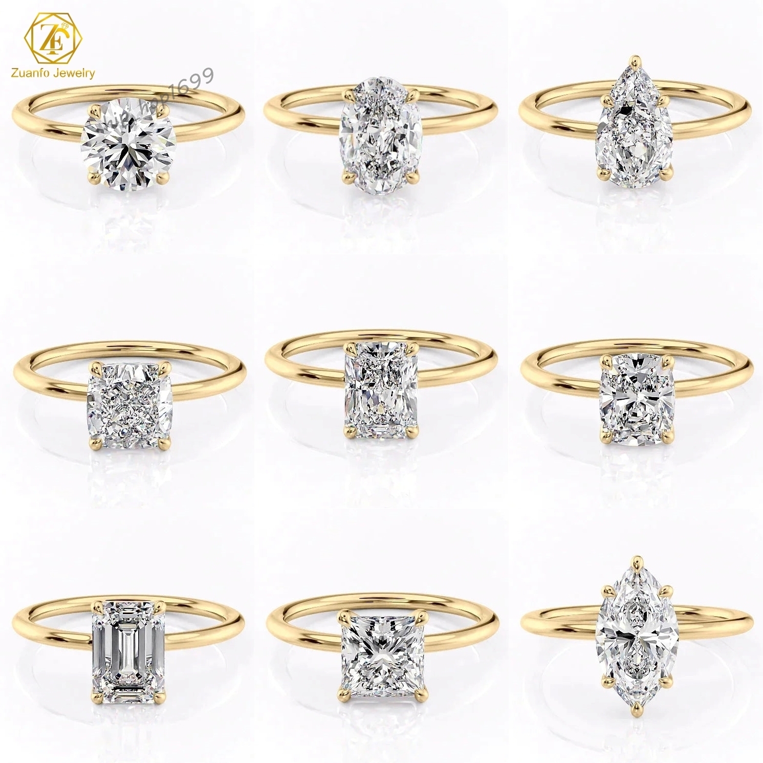 Custom 18K Gold Solitaire Jewelry IGI Certified HPHT Lab Created CVD DEF VVS VS Pear Radiant Oval Lab Grown Diamond Ring