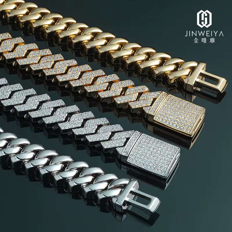 Wholesale Price Gold Plated HIphop Factory Sterg Sier Iced Out Moissanite 10mm Cuban Chains for Men