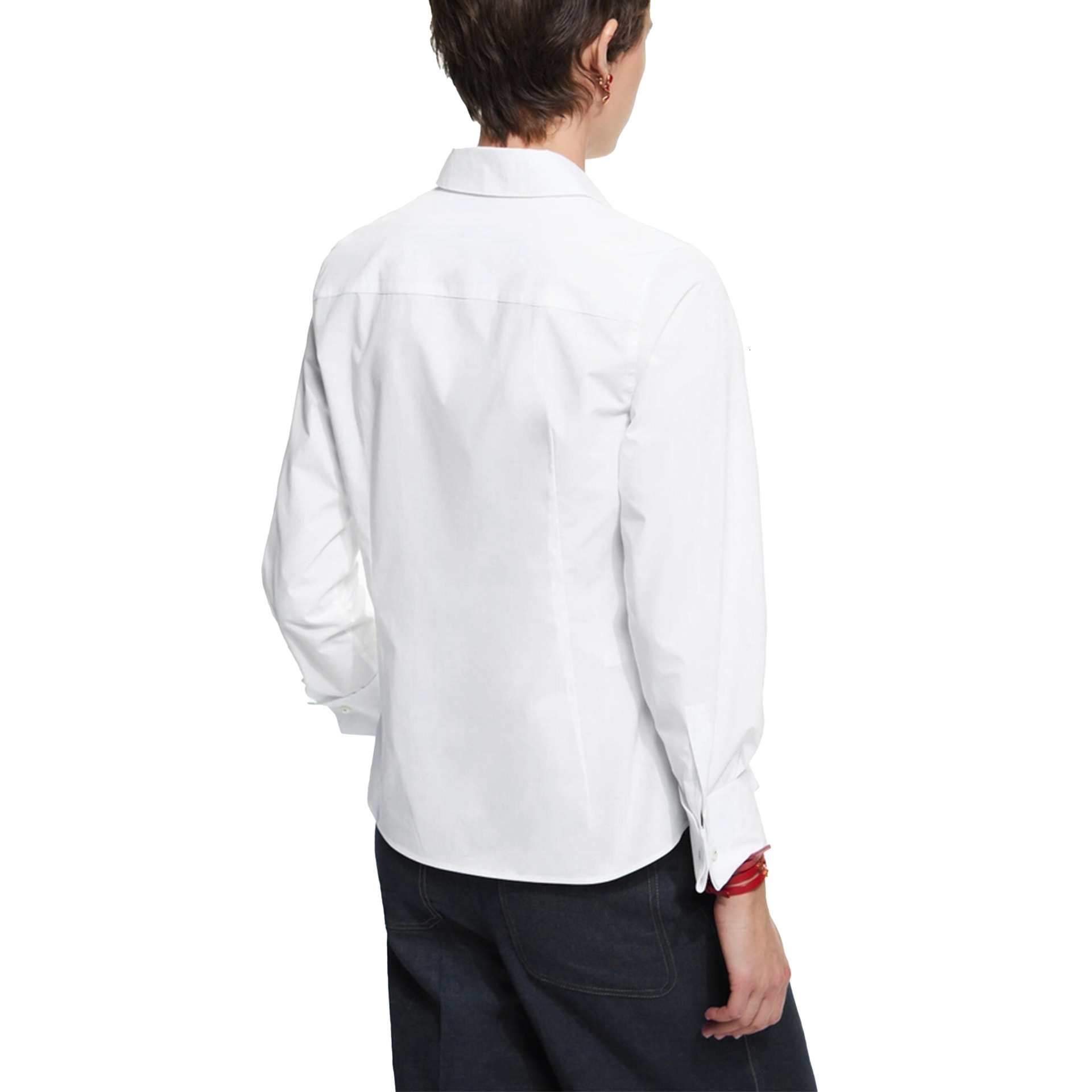 CHCH Simple And Fashionable Letter New Women's Slimming Cardigan Polo Collar Long Sleeved Shirt
