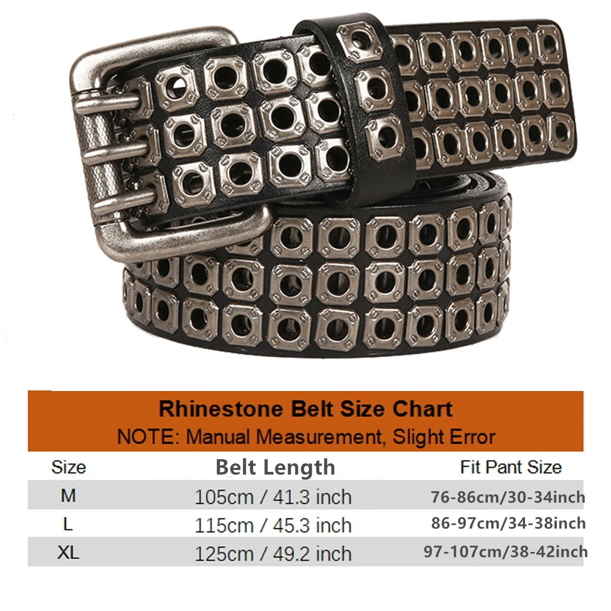 Metal Rivet Cowboy Belt Genuine Leather Cowskin Men Belt Punk Rivet Jeans Belts For Men Ceinture Homme Cinturones Hombre 250318
