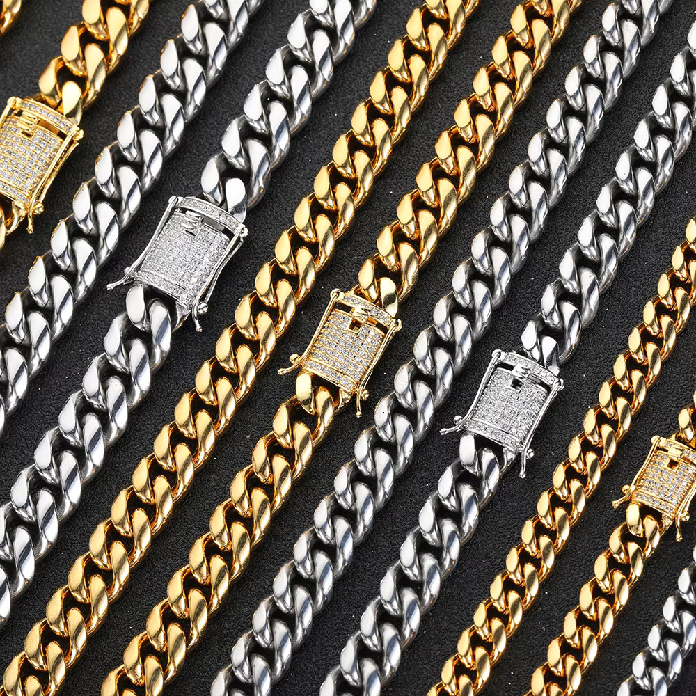 Hip Hop Cuban Stainless Steel Men Bracelet 18K Gold Plated Cuban Link Bracelet