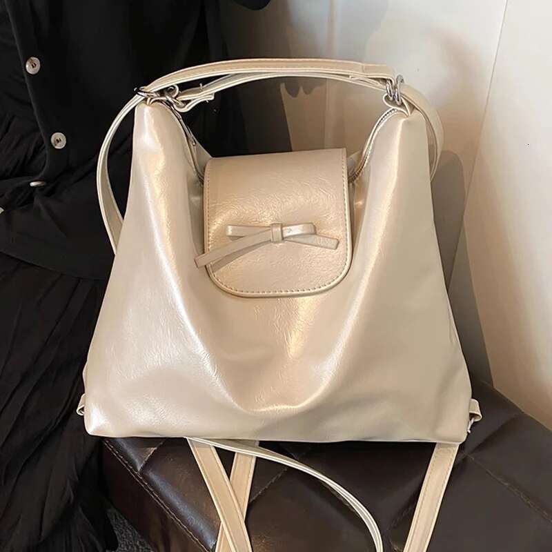 New Retro Red Bow Designer Women s Backpack Trendy trend Large leisure Capacity Commuter Handbag Women s Travel Single Shoulder Cross body Multi funct