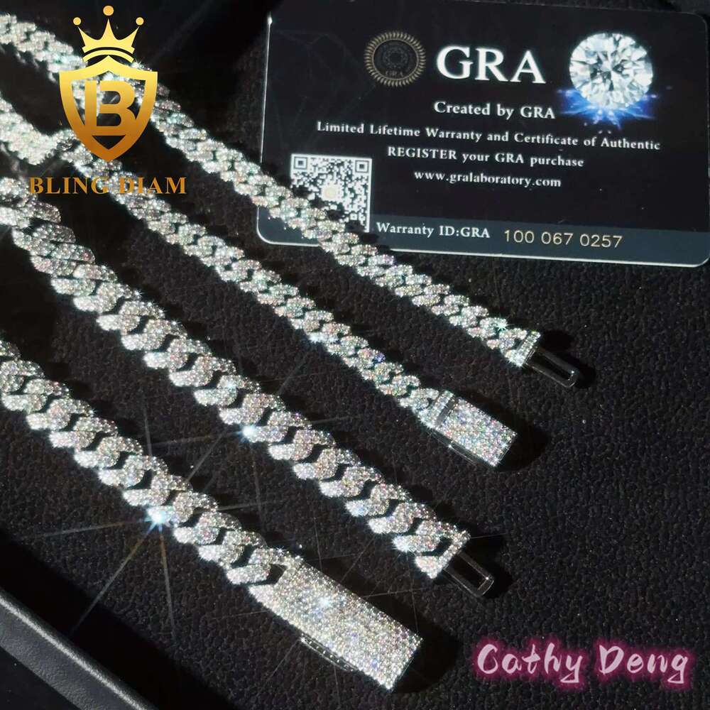 Sterg Sier 6mm 8mm 10mm Hip Hop Jewelry Chain Moissanite Dia Cuban k Necklace