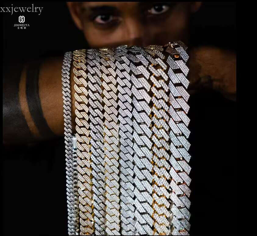 8MM Sterg Moissanite k Punk Cuban Chain Hip Hop Sier Necklace Bracelets