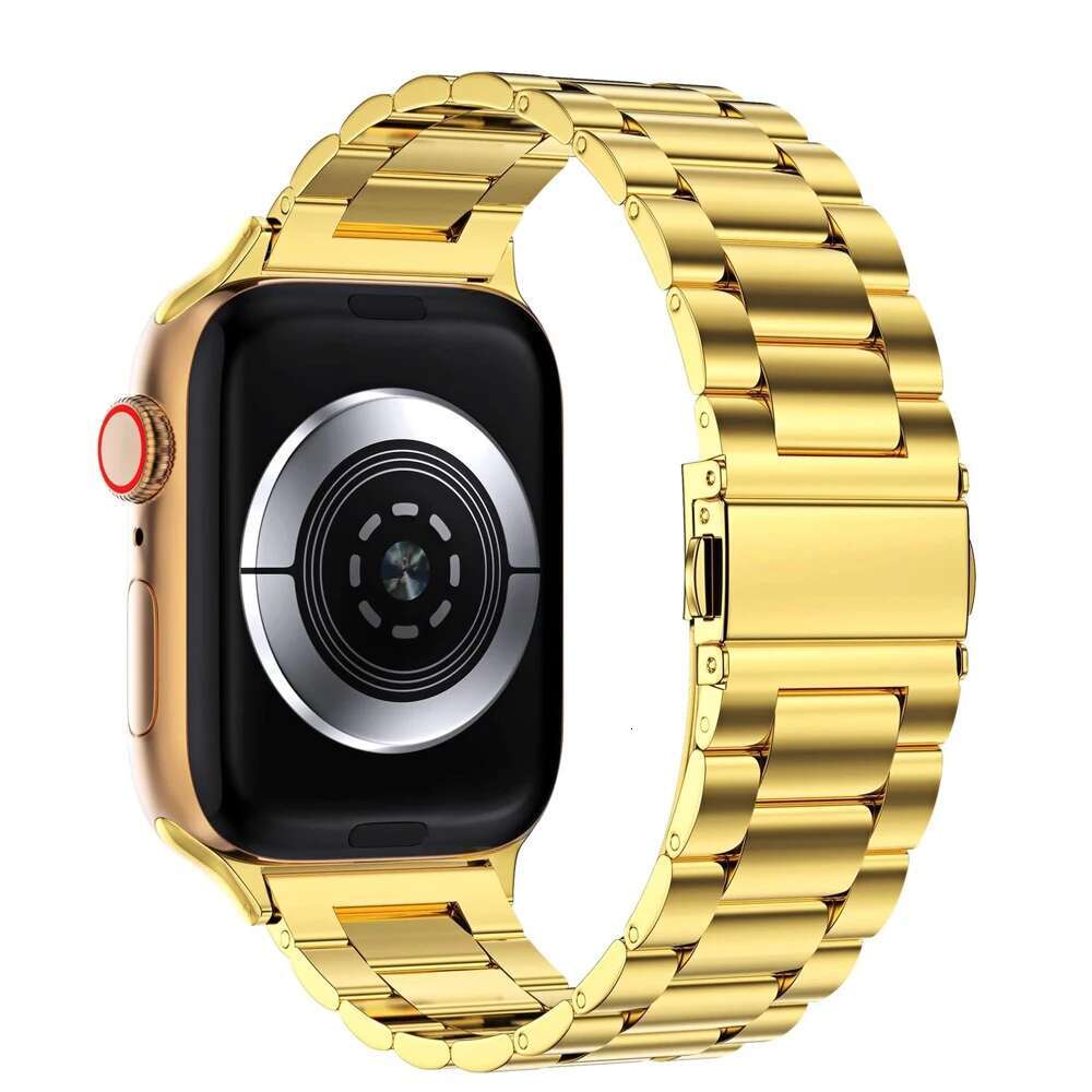 a Watch Band Ultra 1/2 49mm 7 8 9 45mm Stainless Steel Strap for iWatch 6 5 4 3 44mm 42mm 41mm 38m Golden Wristband