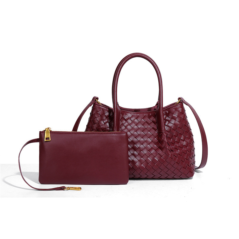 Bag For Women 2025 New Handmade Black Woven High-End Commuting, Large Capacity Mother And Child Bucket Bag, Tote Bag