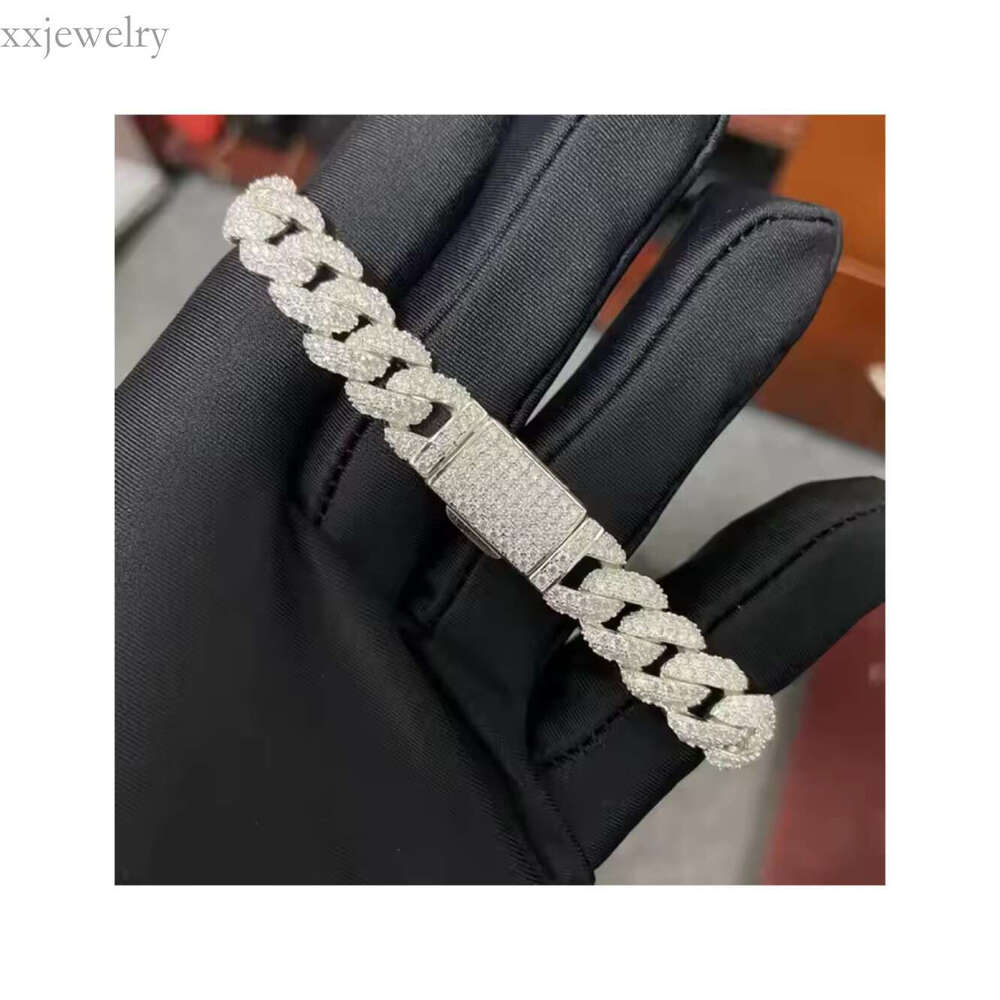 Men's Jewelry 6-24 Inches S Sier k Chain Full Inlaid VVS1 D Moissanite Necklace Shiny Cuban Bracelet