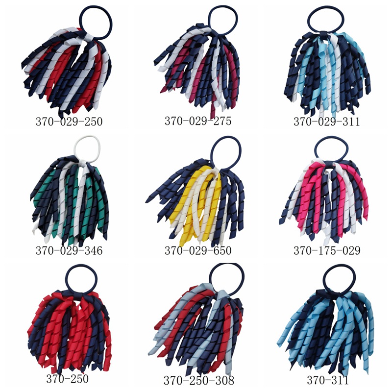 Woman Girl 5" Korker Elastic Hairband Scrunchie Hair Ties Clip Accessories Pony Tail Band Curly Ribbons Streamers Corker Bows School Dance Flower