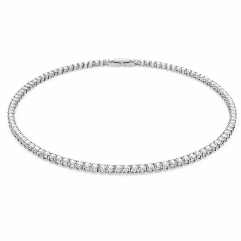 925 Sterling Silver Necklace Zircon Chain Necklace Women Fashion Simple Engagement Wedding Charm Jewelry 4mm 45cm250305