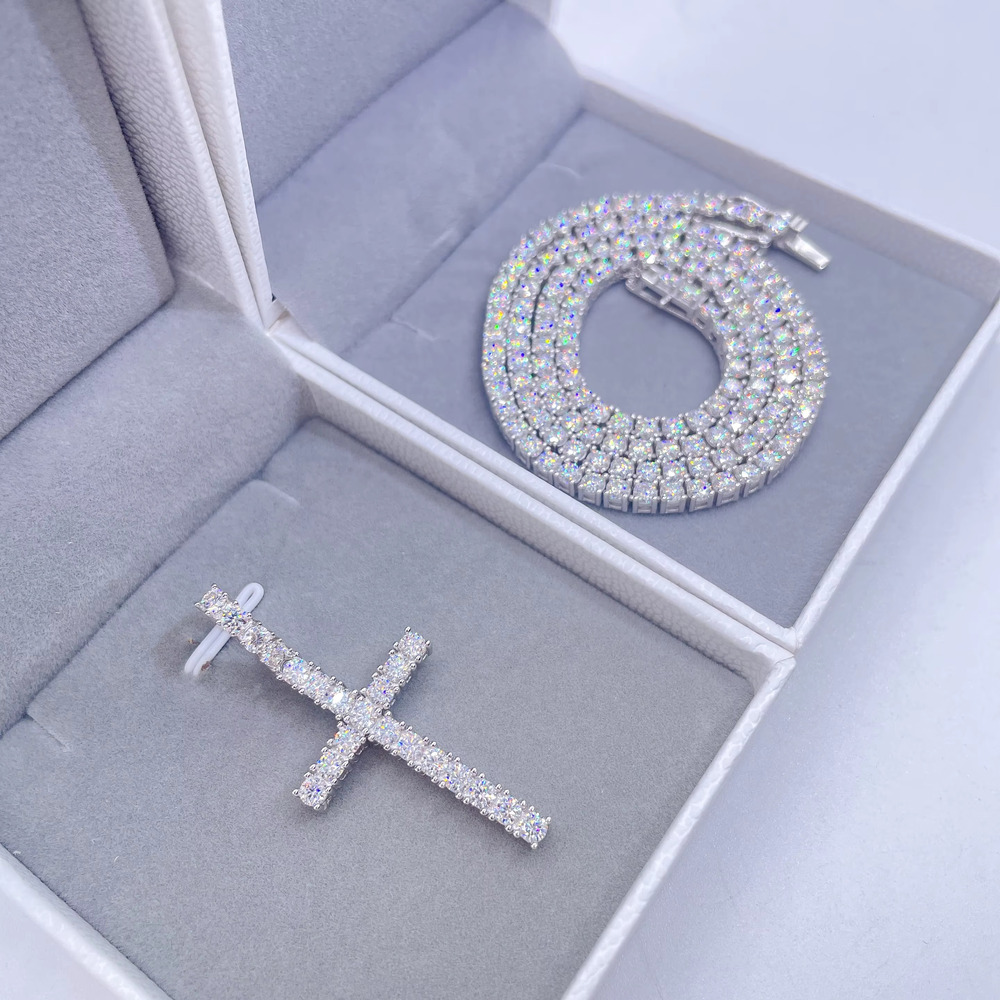 Cross Jewelry S925 With Moissanite Jewelry Diamond Pendant Iced Out Pendant Cross Moissanite Cross Pendant
