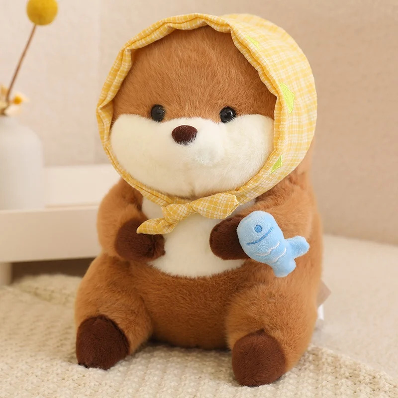 30cm Cartoon Otter With Hat Fish Plush Toys Cute Soft Lovely Stuffed Pillows Dolls For Birthday Festival Gift 250305