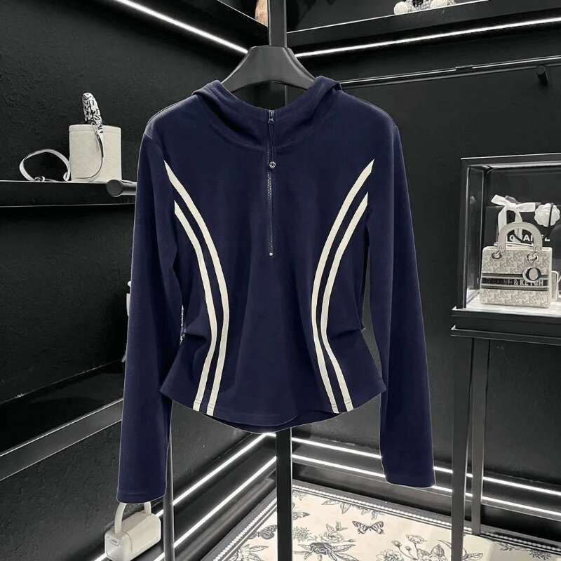 hoodie Autumn Style High-End Contrasting Color Long-Sleeved Sweatshirt For Women With Versatile Slim T-Shirt Top Hooded Hoodie jacket