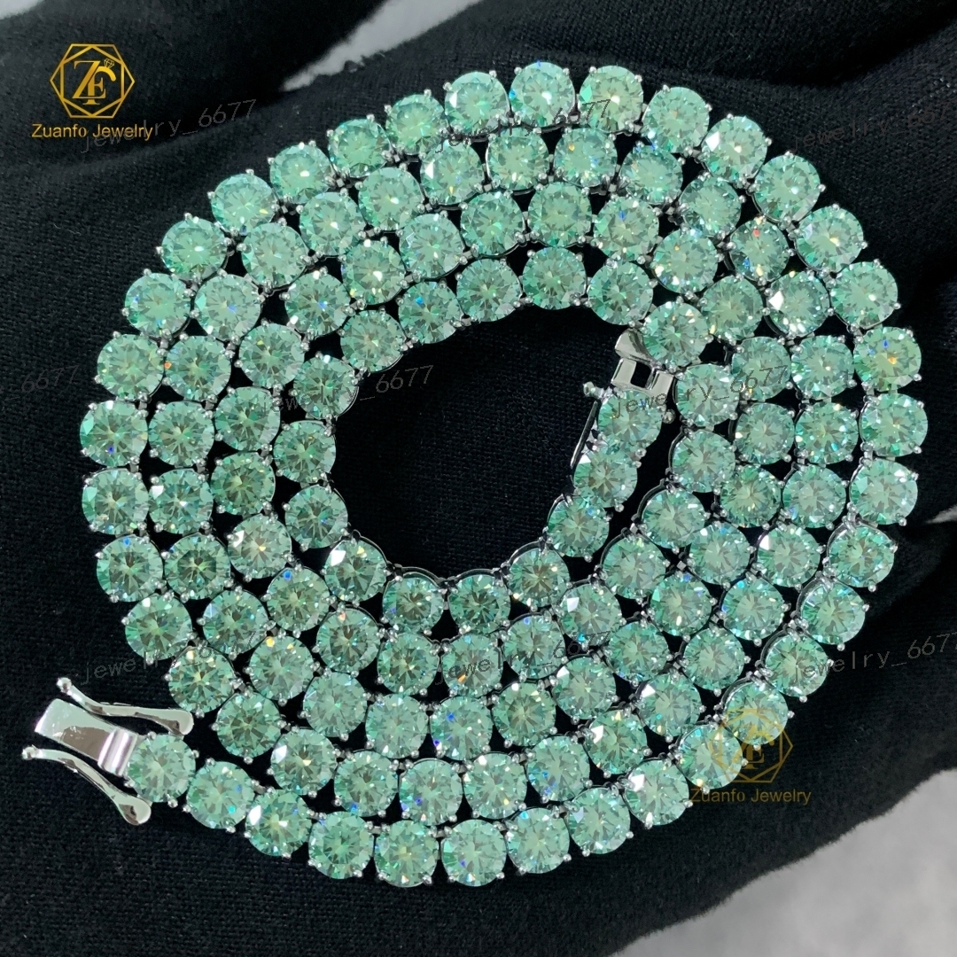 Shining 925 Silver Moissanite Tennis Chains VVS Multi Colors Diamond Moissanite Charm Clover Necklace