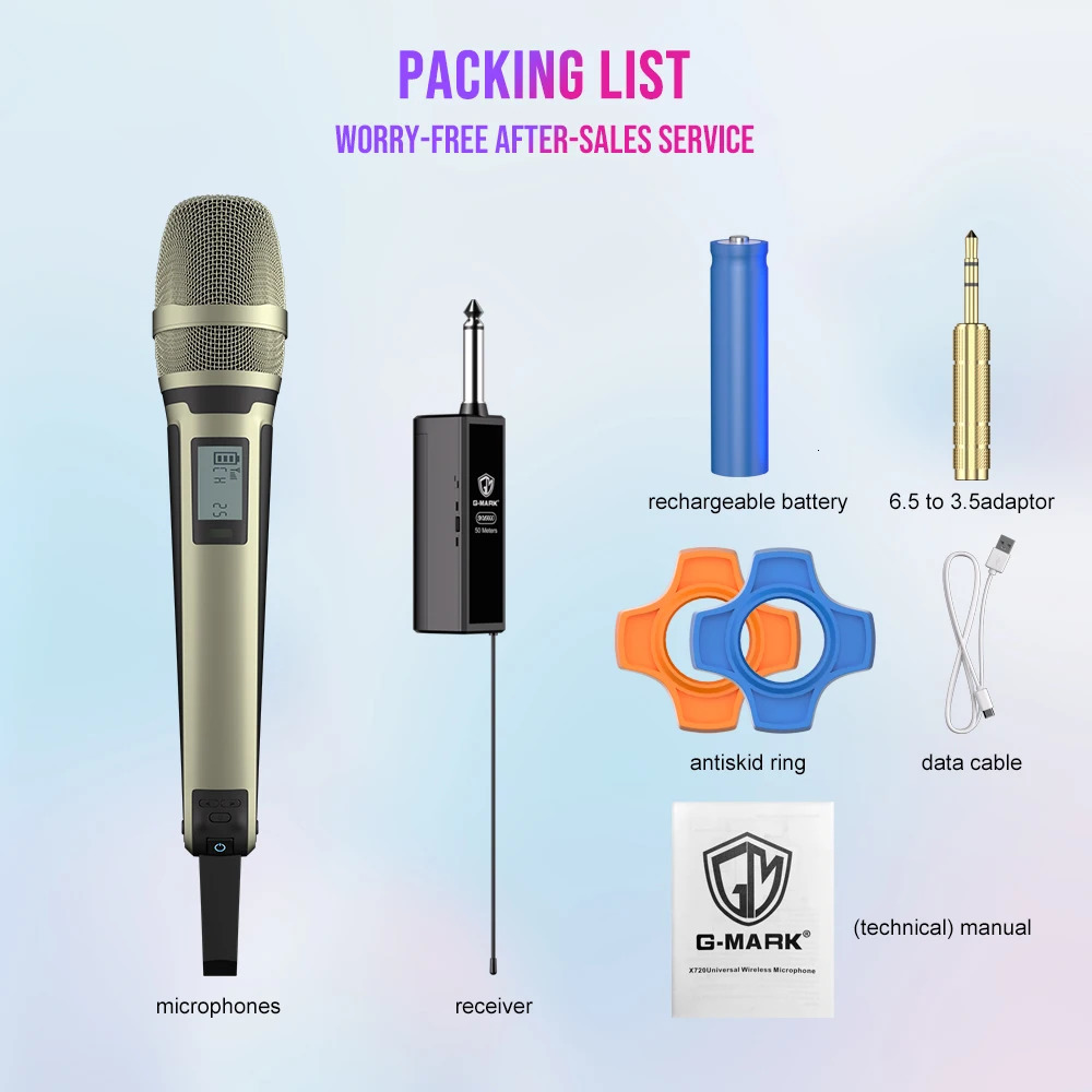 G-MARK SKM9000 Wireless Microphone Professional UHF Frequency Adjustable Metal Sheel For Paryt Show Teaching Wedding 250303