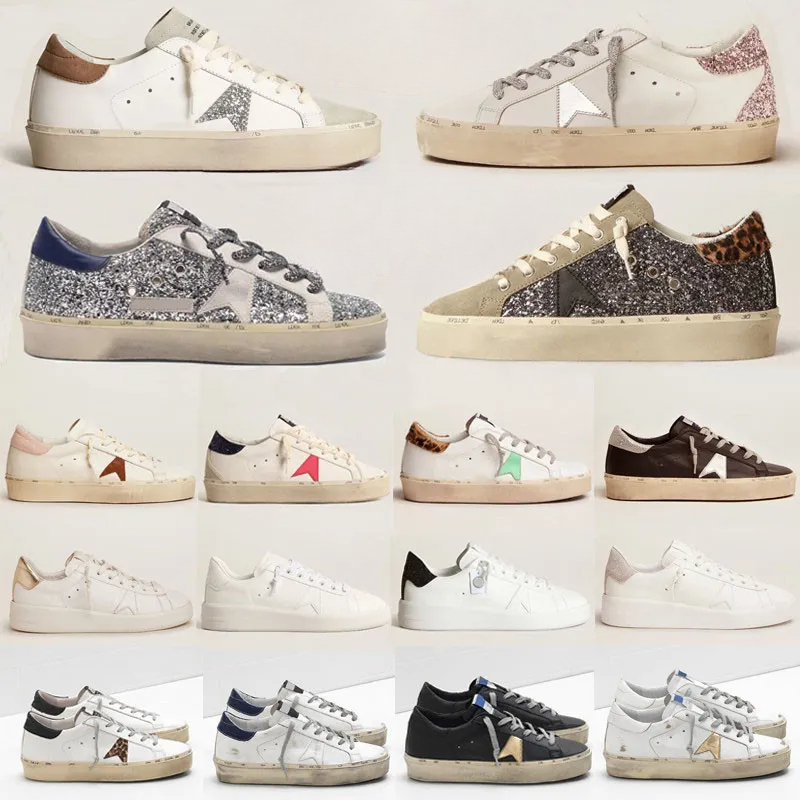 2025 New Italy Brand Designer Casual Shoes Women Hi Star Luxury Shoe Sneakers Sequin Classic White Do Old Dirty Lace Up Man Super Star Sneakers Unisex
