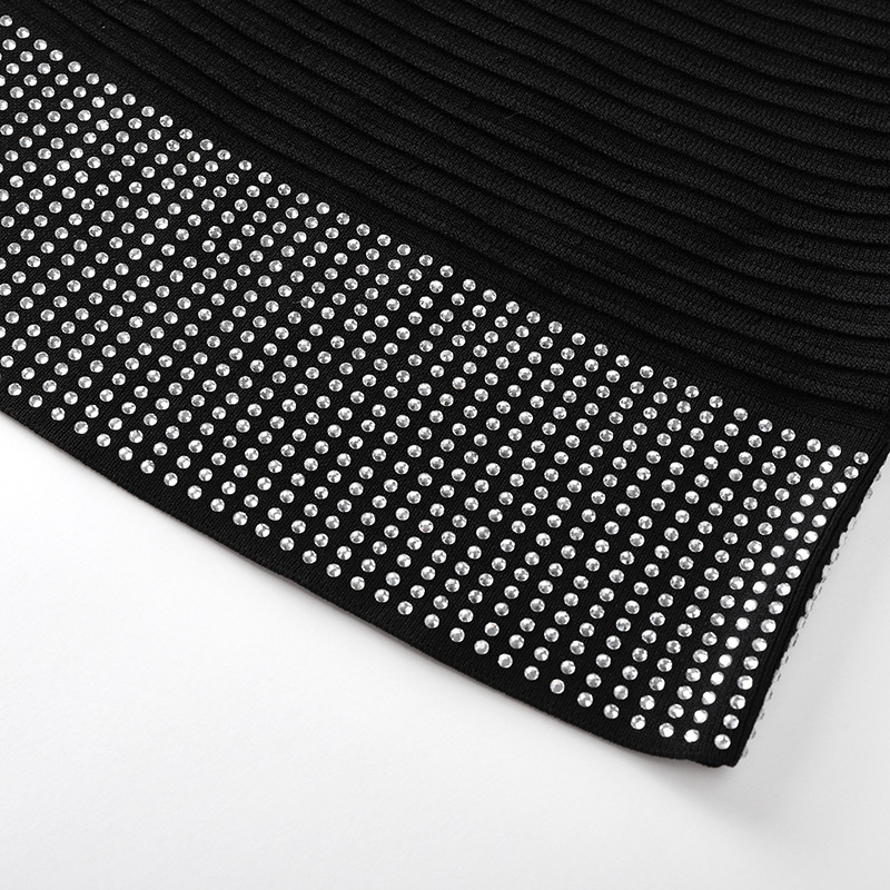 B5270 Spring and summer elegant lady round neck sleeveless heavy hot brick rivet little black dress vest knitted dress female