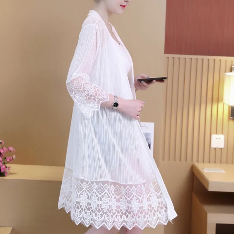 Womens Sun Protection Casual Lace Loose Clothing Summer Cardigan Blouse Shirt Tops Covers 250305Z