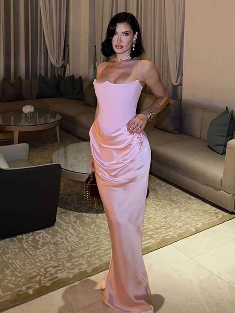 Sexy Long Dress Women Elegant Off-Shoulder Strapless Hip Package Female Vestidos Vintage Slim Fit Ladies Evening New Year Gown