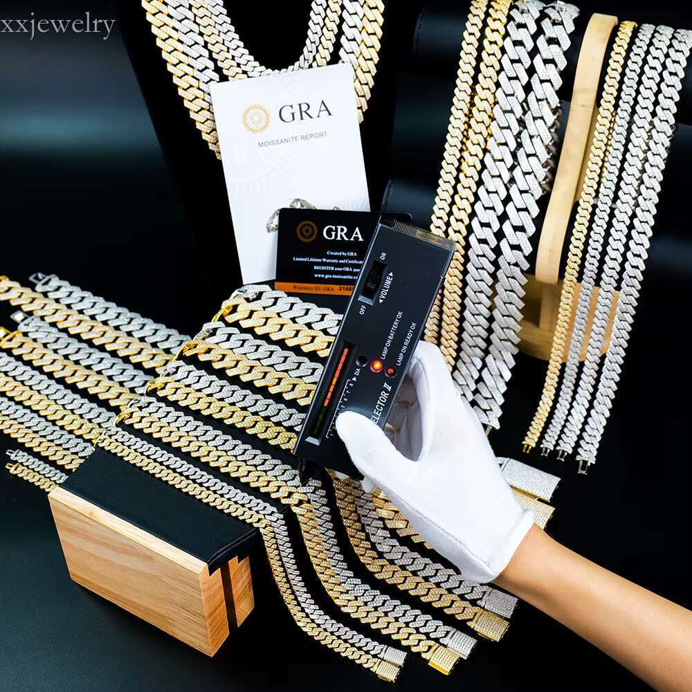 10mm Iced Out VVS Necklace Stock Bg Sier Moissanite Dia Cuban k Hip Hop Men Jewelry Chain