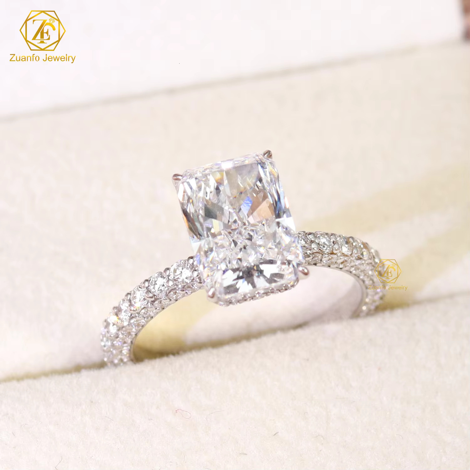 Gia Igi Certified Cvd HPHT Lab Grown Created Diamond Women Ring 14K 18K Solid Gold 3CT Radiant Cut LAB Diamond Engagement Ring