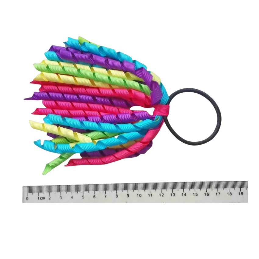 Woman Girl 5" Korker Elastic Hairband Scrunchie Hair Ties Clip Accessories Pony Tail Band Curly Ribbons Streamers Corker Bows School Dance Flower
