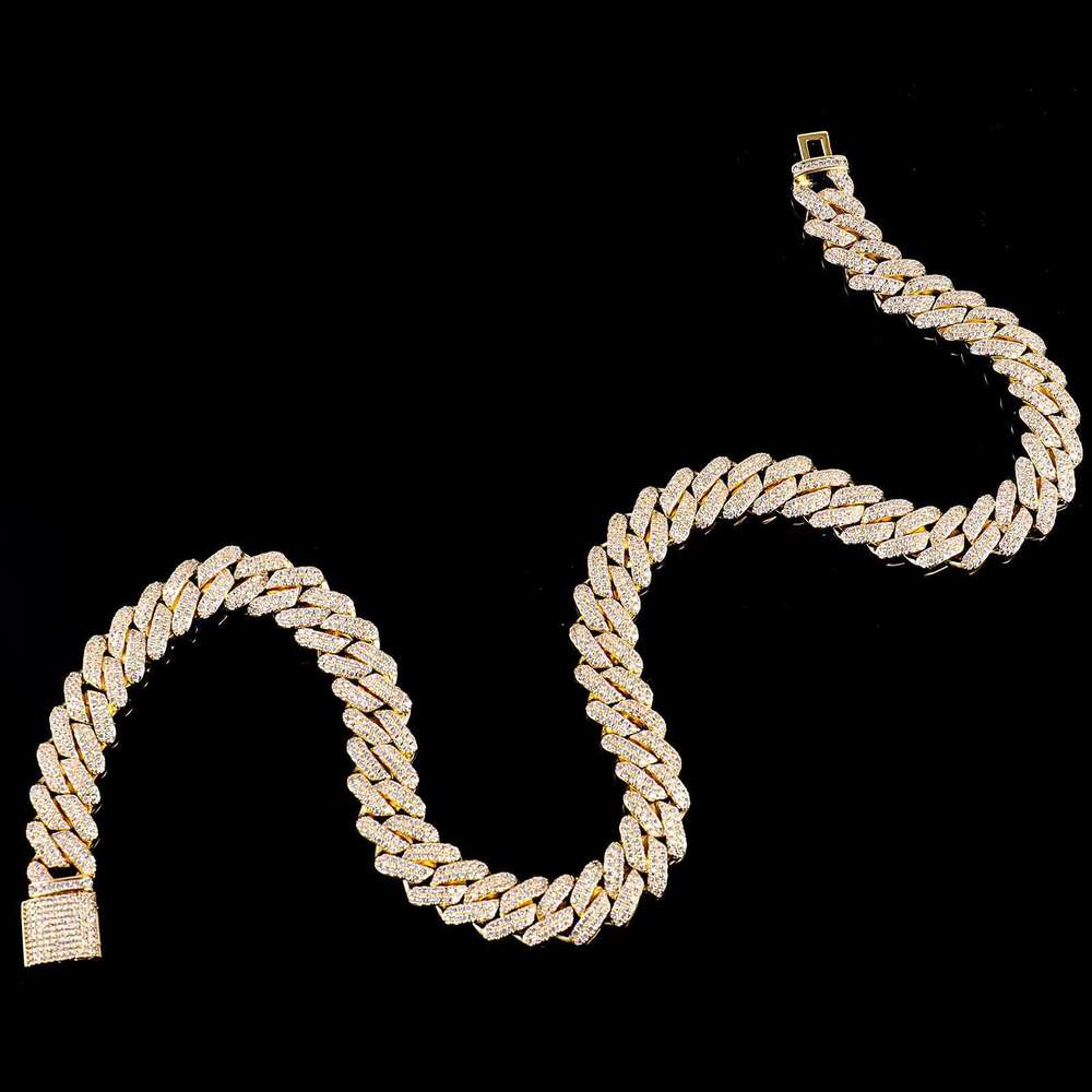 Fashion Customization Moissanite De 10mm 10k 14k Gold Mossinate Dia Chain 2 Row Stone Miami Cuban k Chai