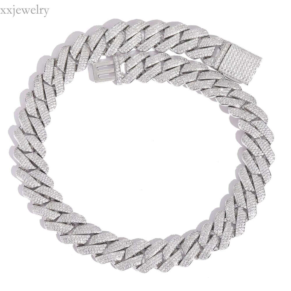 Hip Hop Sterg Sier VVS Moissanite 20mm Iced Out Chunky Miami Cuban k Chain for Men Jewelry