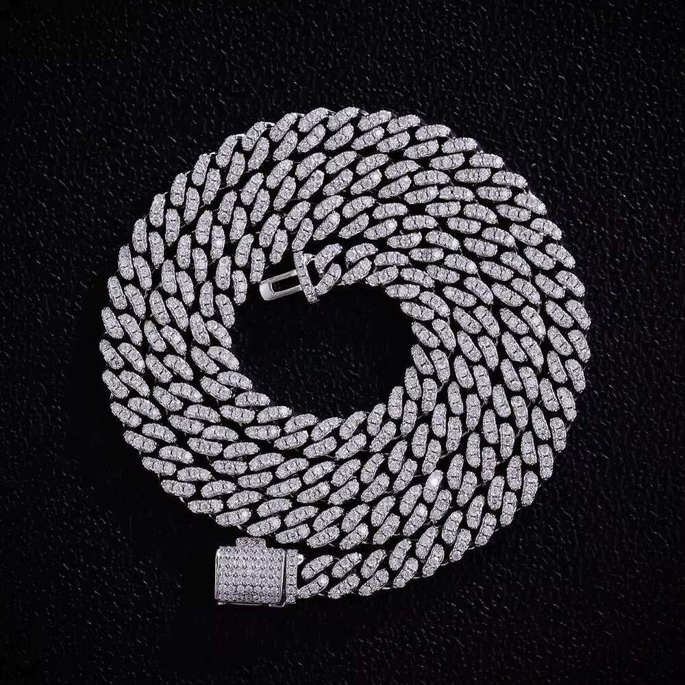 Cuban bracelet Chain 6mm Sier with Moissanite 1 Row Stones Hip Hop Fine Jewellery Custom necklace Gifts