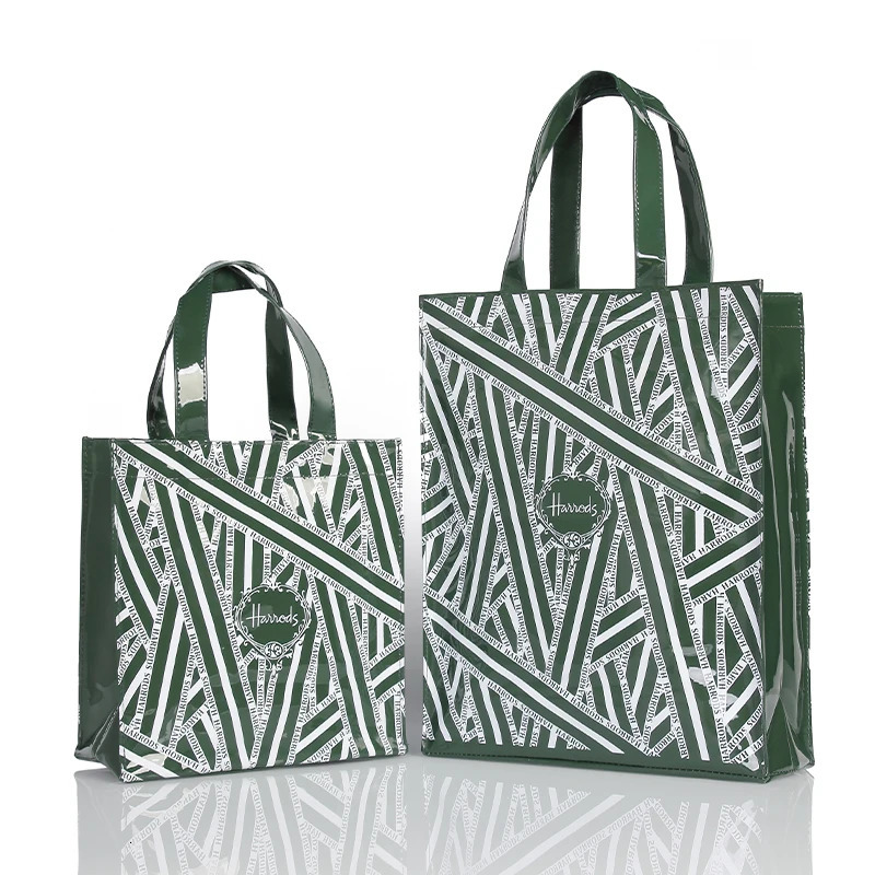 2025S New Free Shipping Designer Bag Green Striped PVC Womens Tote Shopping Bag Reusable Chic Shopper Shoulder Purse Casual Work Satchel Handbag