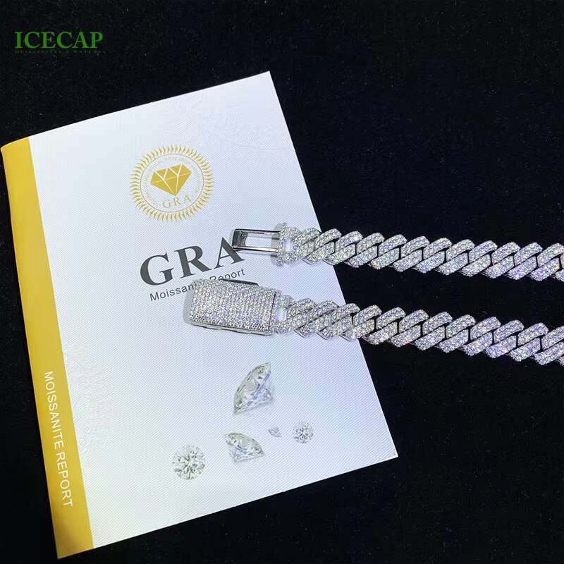 Hiphop 8mm 10mm 12mm 14mm Miami Cuban k Chain Sterg Sier Dia Men Moissanite Necklace