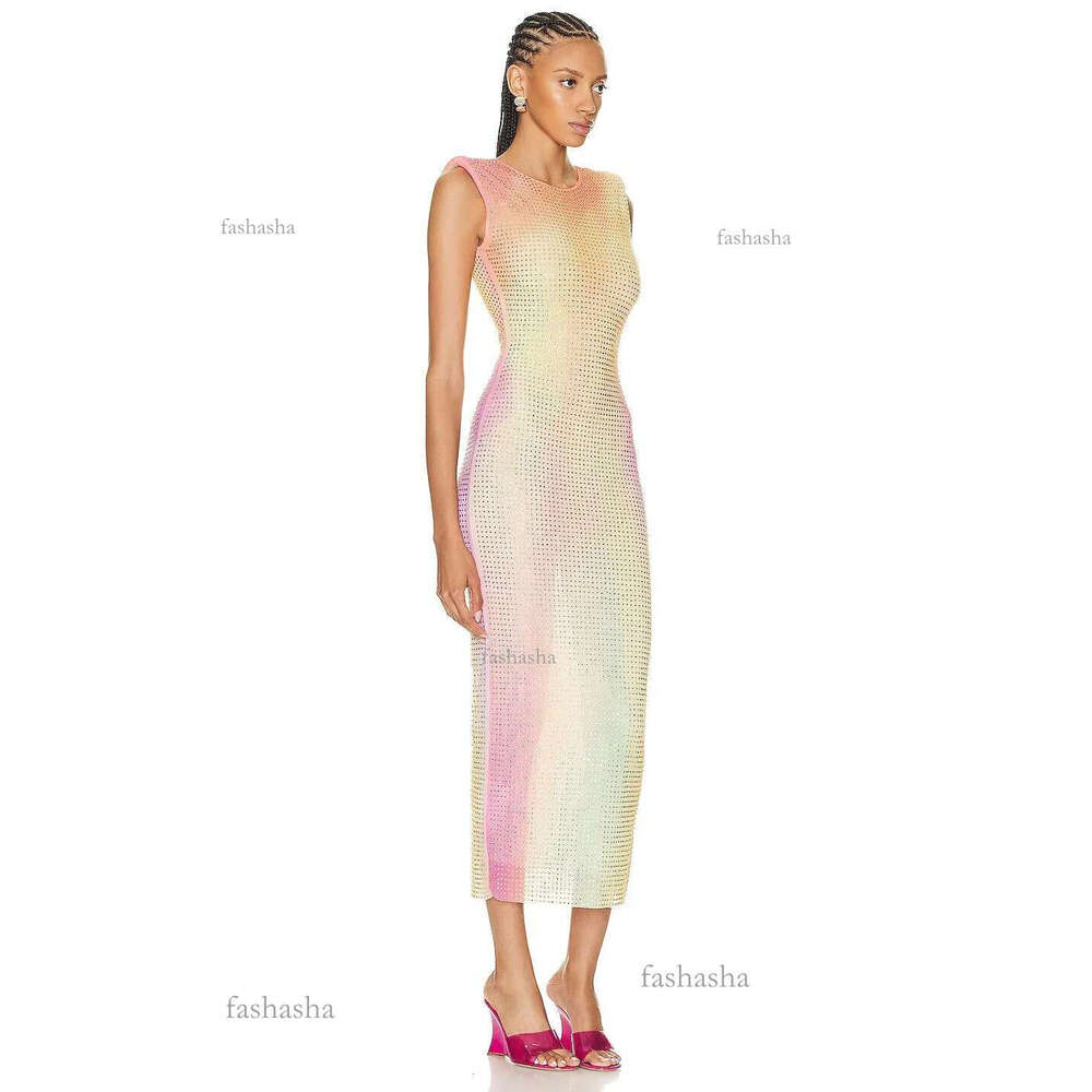 21066 XL 2024 Runway Dress Spring Summer Dress Crew Neck Sleeveless Brand Same Style Womens Dress Fashion High Quality