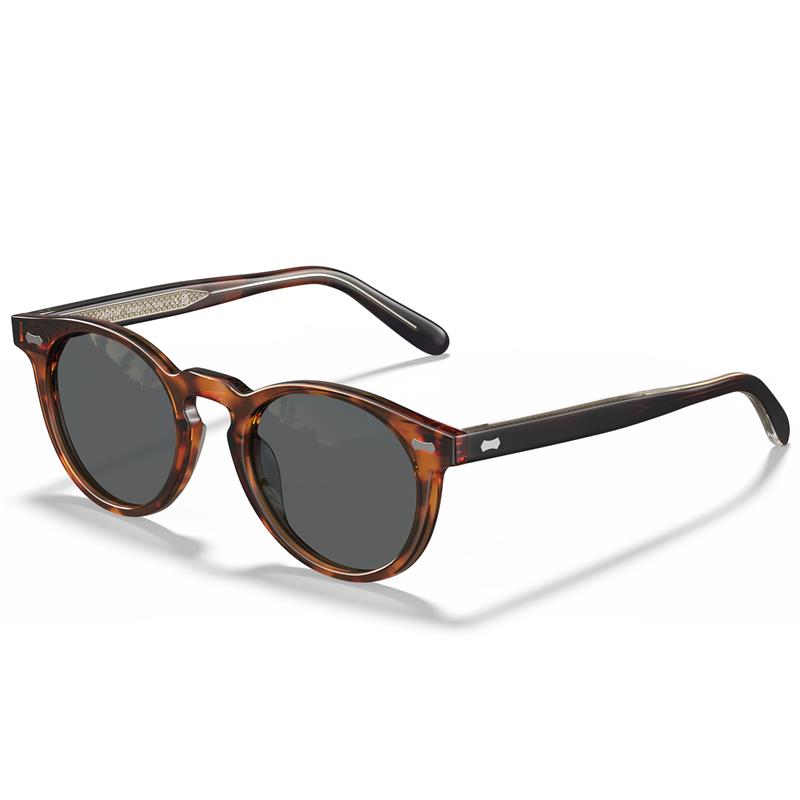 CARFIA Retro Acetate Polarized Sunglasses for Men UV Protection, Vintage Round Frame Eyewear with Gold Filigree
