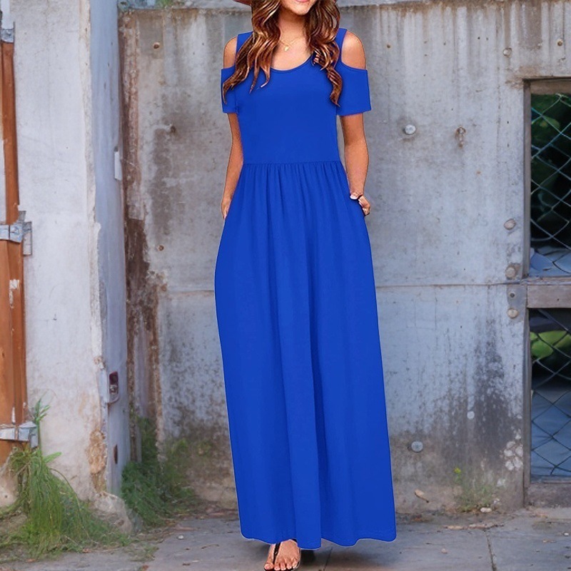 L62290 Independent Station European and American summer new solid color long skirt suspenders cake dress female