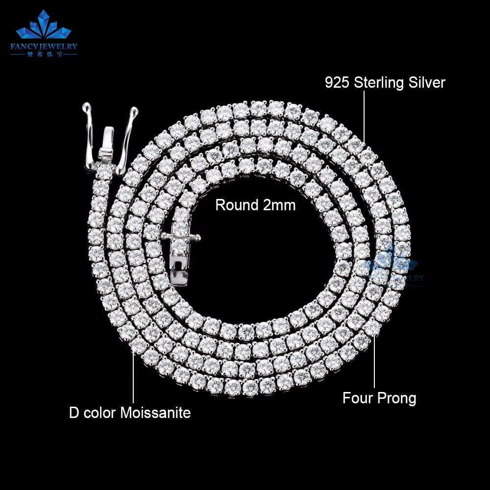 FANCY Sterg Sier Tennis Bracelet Fine Jewelry with VVS D Moissanite Iced Out Style Men/Women Dia Main Stone