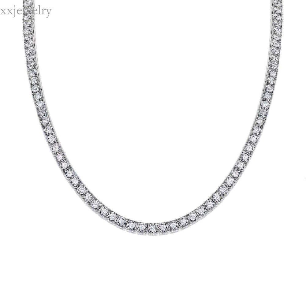 Mens Tennis Fashion White Gold 4m Sterg Sier Vs Moissanite Dia k Necklace