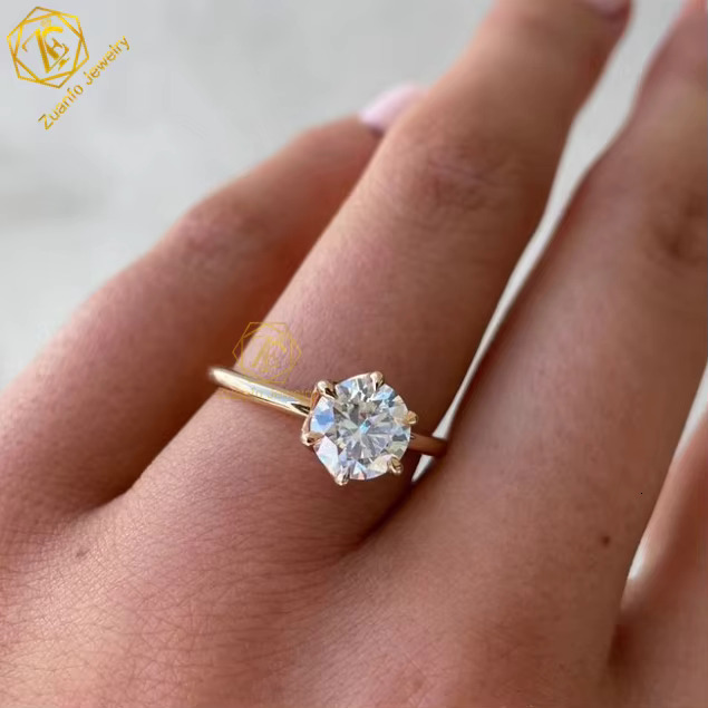 Custom 18K Gold Solitaire Jewelry IGI Certified HPHT Lab Created CVD DEF VVS VS Pear Radiant Oval Lab Grown Diamond Ring