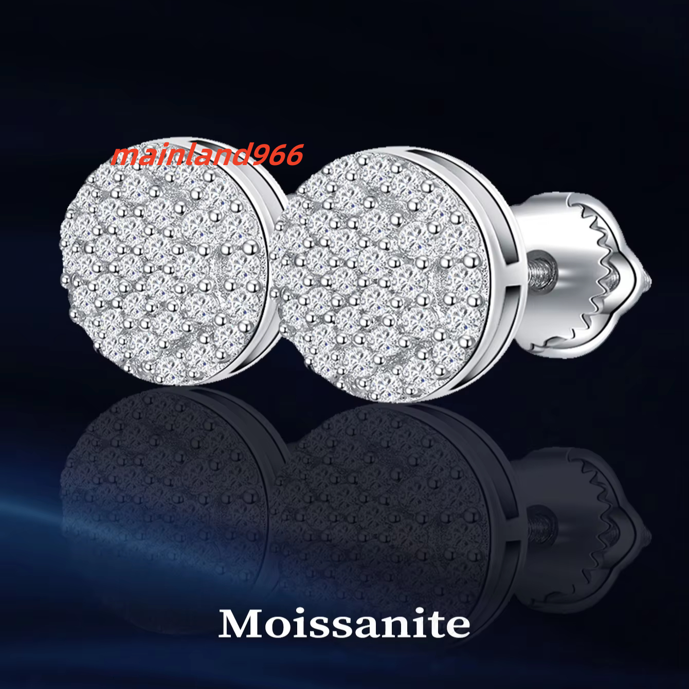 Fine Jewelry Moissanite Diamond Screw Back Stud Earring 925 Sterling Silver Iced Out Rhodium Plated Moissanite Earrings
