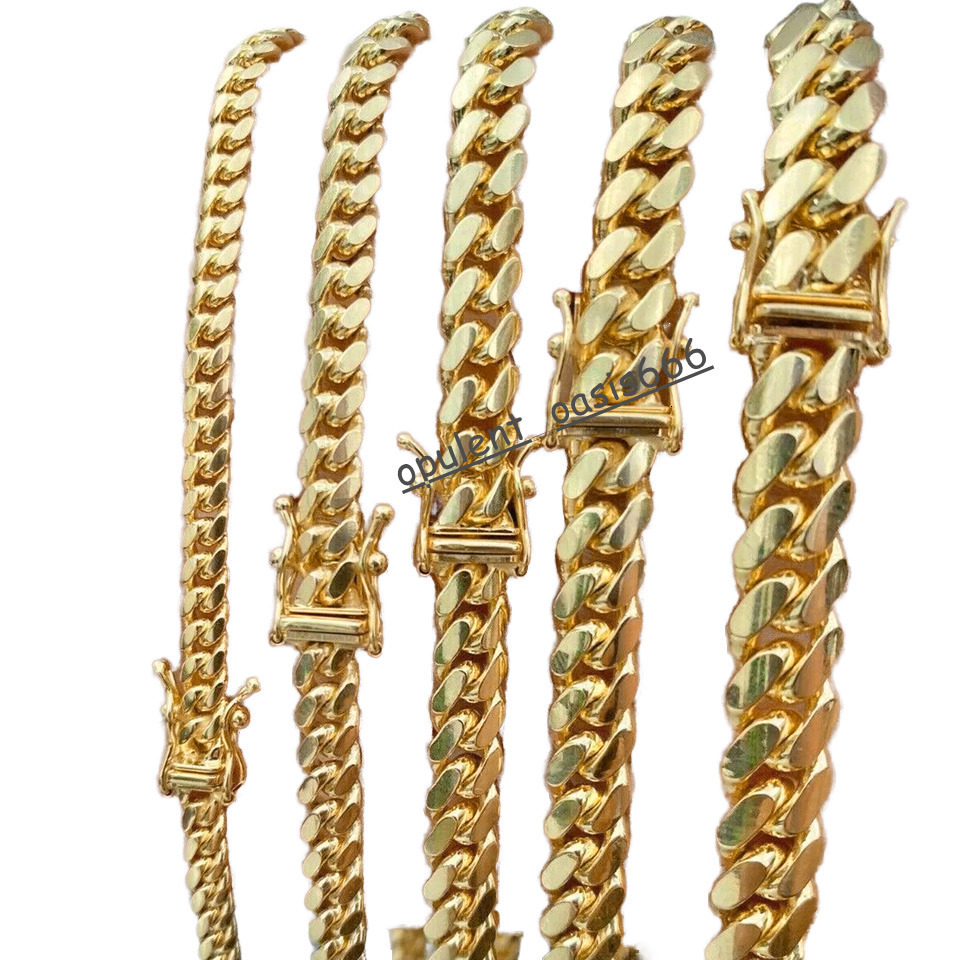 2025 New DE 10K 14K 18K Solid Real Gold 8MM Cuban Link Chain Bracelet Iced Out Hip Hop Moissanite Necklace Fine Jewelry