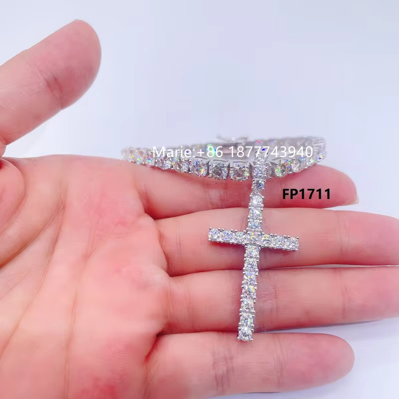 Cross Jewelry S925 With Moissanite Jewelry Diamond Pendant Iced Out Pendant Cross Moissanite Cross Pendant