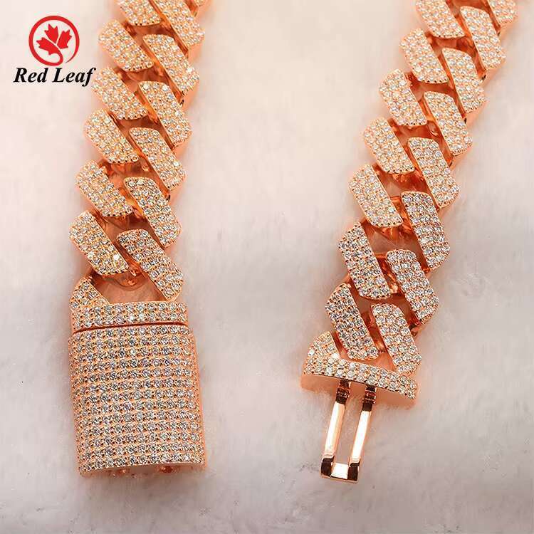 Redleaf Fashion Men's Moissanite Dia Cuban Chain Necklace 20mm Gold with k Inspired by Miami Style