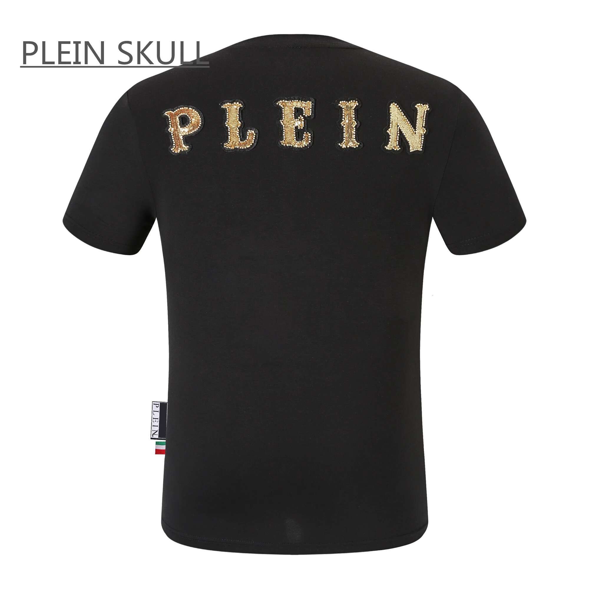 PLEIN SKULL Breathable Men's Fiess T-Shirt Cotton Classic Retro Summer Short Sleeve Top Casual Round Unisex Neck Tee