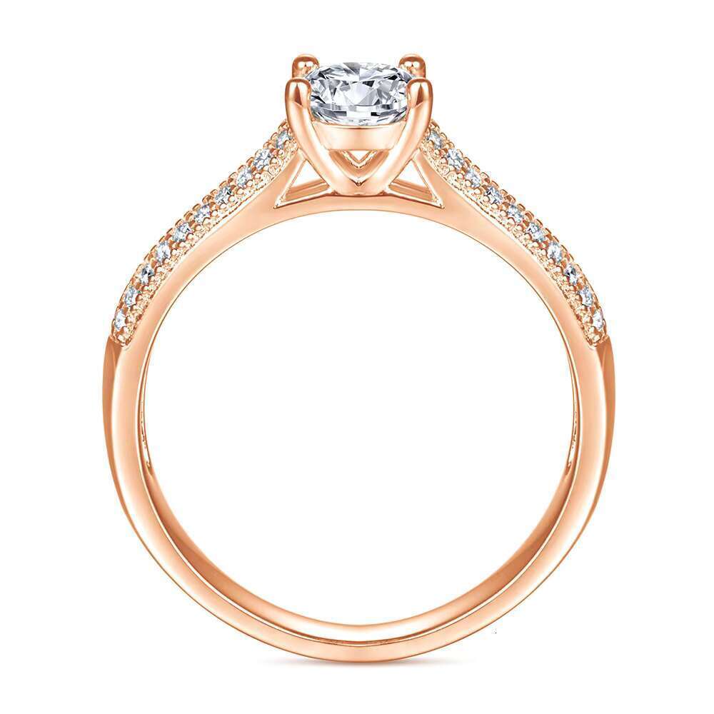 Best Selg 6.0MM Moissanite Zircon White Rose Gold Plated S Sterg Sier Trendy Wedding Engagement Ring