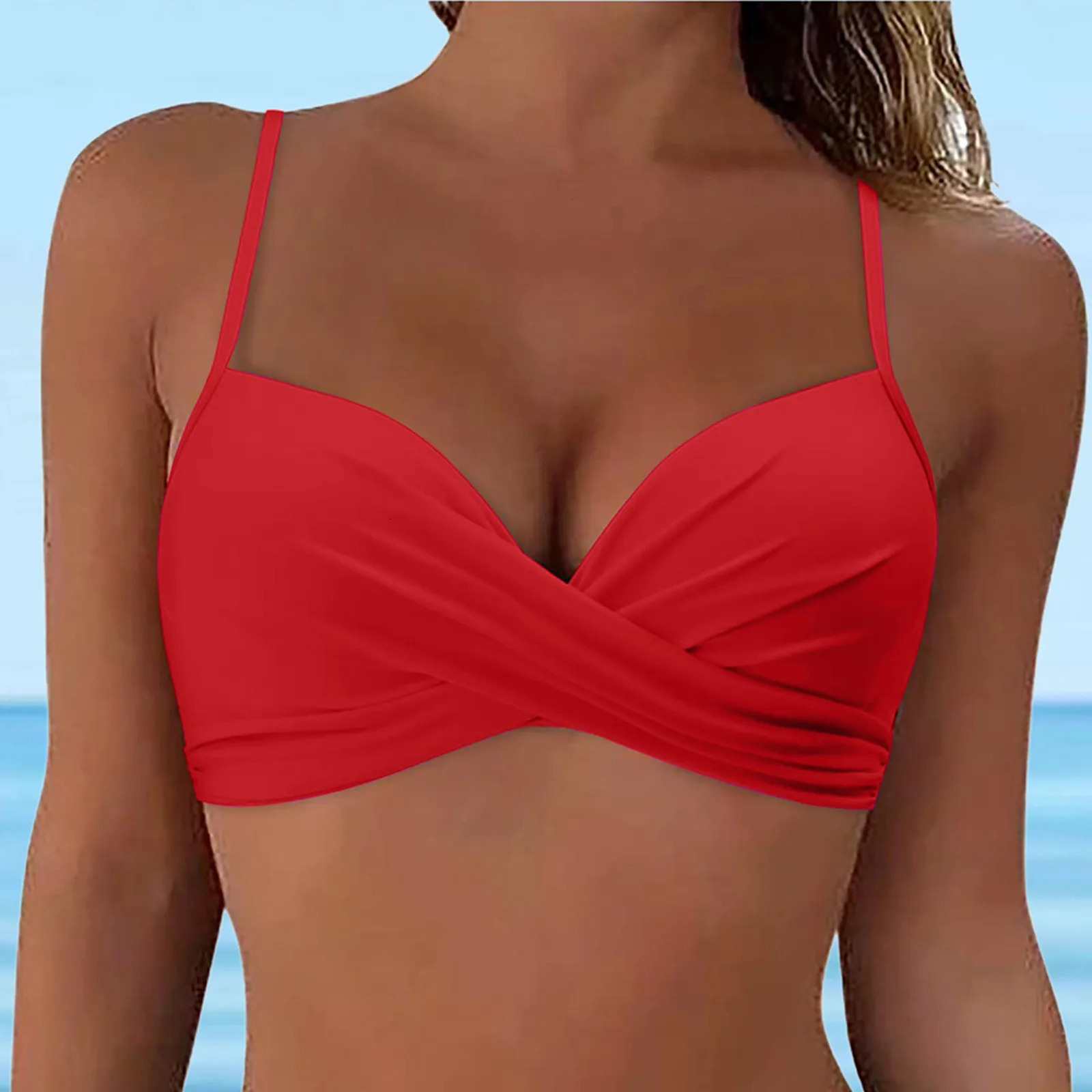 Womens Swimwear 2024 Women Back Stainless Steel Hooks Swimwear Tops Underwire Full Coverage Bikini Top swimsuit femme 250305Z