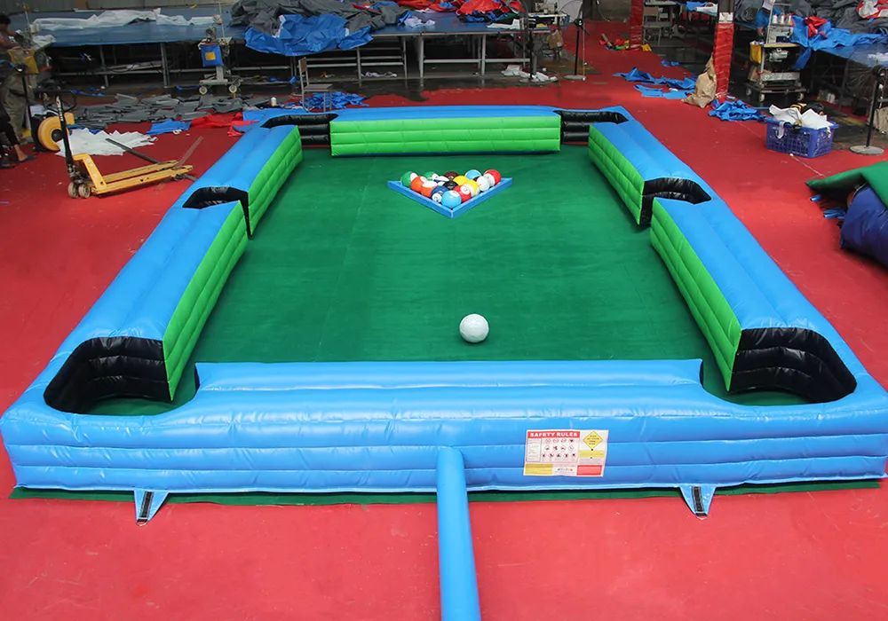 10mLx6mW (33x20ft) with 16balls Funny Billiard Sport game inflatable football snooker table,soccer pool table for amusement park with blower