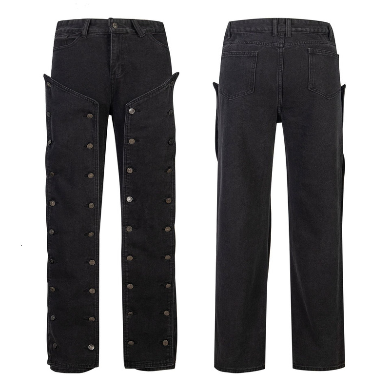 YPROJECT New Splicing Trend Detachable Distressed Loose Straight Leg Deconstructive Jeans