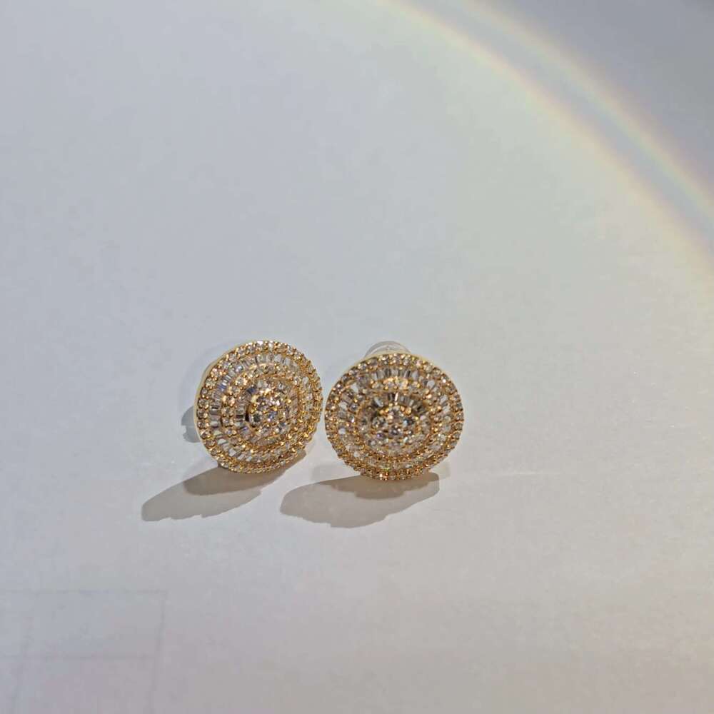 10k Real Earring White Cubic Zircon Jewelry Stud Earrings 14k Gold