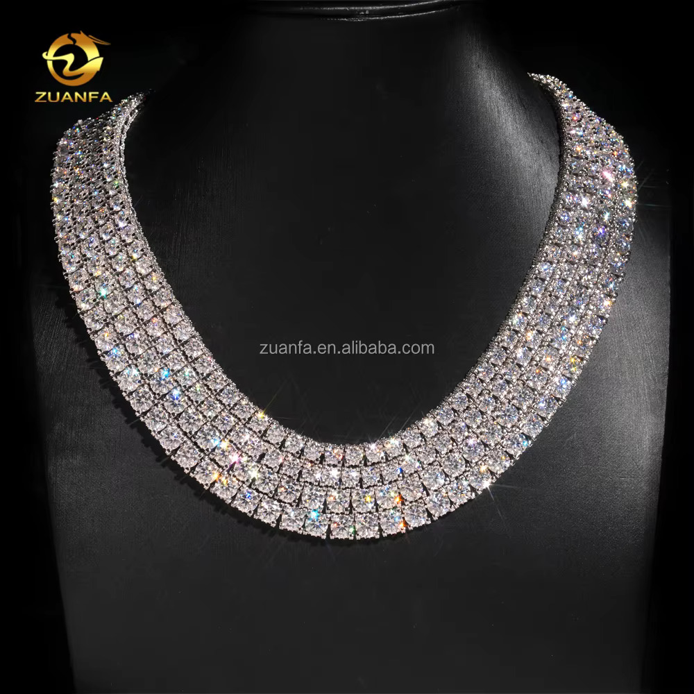 Bulk Stock New Arrivals Hot Selling Iced Out Hip Hop 925 Silver VVS1 5mm 6.5mm Moissanite Diamond Cluster Tennis Chain Bracelet